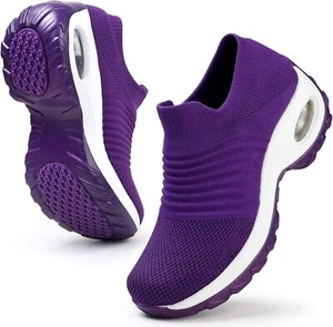 HKR Women's Walking Shoes Arch Support Non Slip Work Shoes Breathable Knit Upper - Picture 1 of 9