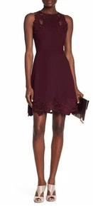 Ted Baker London Emmona Skater Dress in Maroon Size 1 US 4 $295 - Picture 1 of 15