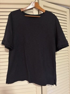Talbots Women’s Black Short Sleeve Blouse Top Shirt Size M Cotton Linen Feel - Image 1 of 4