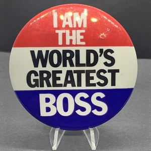 I Am The World's Greatest Boss Vintage Pin Back/Pinback/Button/Badge - Bild 1 von 2