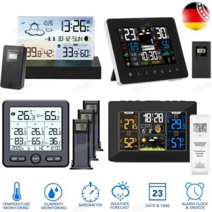 Neu Thermometer Wetterstation Farbdisplay Hygrometer mit 1/3 Innen Außen Sensor - Bild 1 von 22