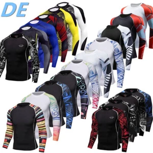 DE Herren Kompressionsshirt Funktionsshirt Sportshirt Fitnessshirt Laufshirt - Bild 1 von 79