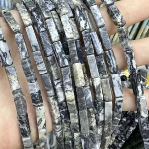Tubo cuboide de jaspe gris natural de 4x13 mm para hacer joyas hágalo usted mismo - Imagen 1 de 4