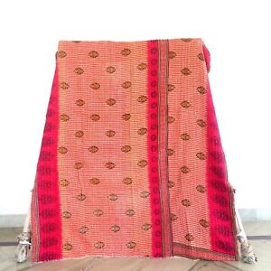 Boho Vintage Kantha Quilt Twin Blanket Indian Adults Bedding Ralli Gudri 1 Pc