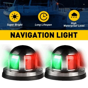 Pair Red & Green 16 LED Navigation Lights Marine Bow Light Lamp for Boat Pontoon - Picture 1 of 9