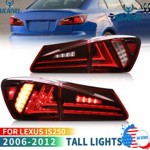 Vland Led Tail Lights for Lexus IS250 IS350 ISF 2006-13 Red Lens Rear Lamp Pairs - Picture 1 of 12
