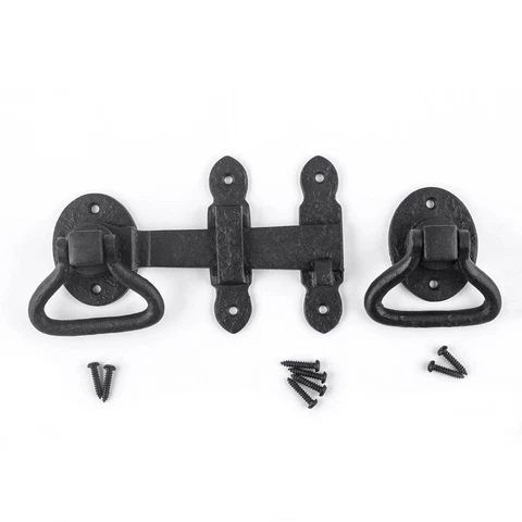 Wrought Iron Door Gate Latch Lock Set Width 6 1/2 Inches Renovators Supply Cover
