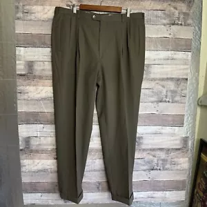 Christian Dior Monsieur Wool Pants Mens 40x30 Brown Pleated Hemmed Business - Picture 1 of 11
