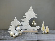 Pair of Rustic Wooden Christmas Trees / Keepsake Ornament Holder / Holiday Tree