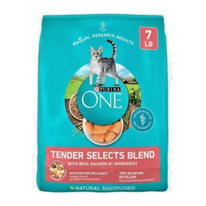 Purina ONE Tender Select Blends Dry Cat Food, Salmon, 7 lb Bag - Picture 1 of 7