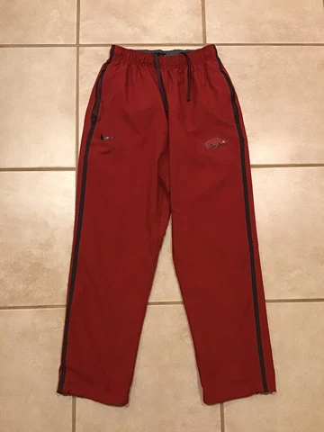 Nike Arkansas Razorbacks Woven Athletic Workout Pants Mens Medium Red Drawstring Cover