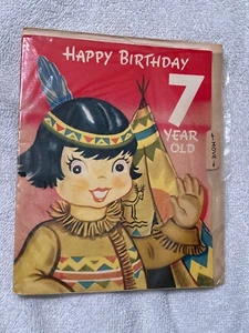 Vtg Birthday Greeting Card WISHING WELL Mechanical Native American 1950s HTF NOS - Picture 1 of 4