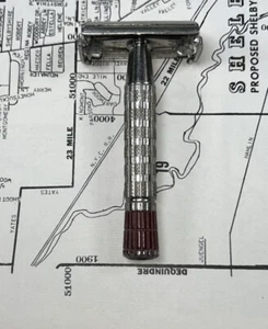 Vintage 1959 E2 Gillette Red Tip Super Speed Sicherheitsrasierer - Bild 1 von 13