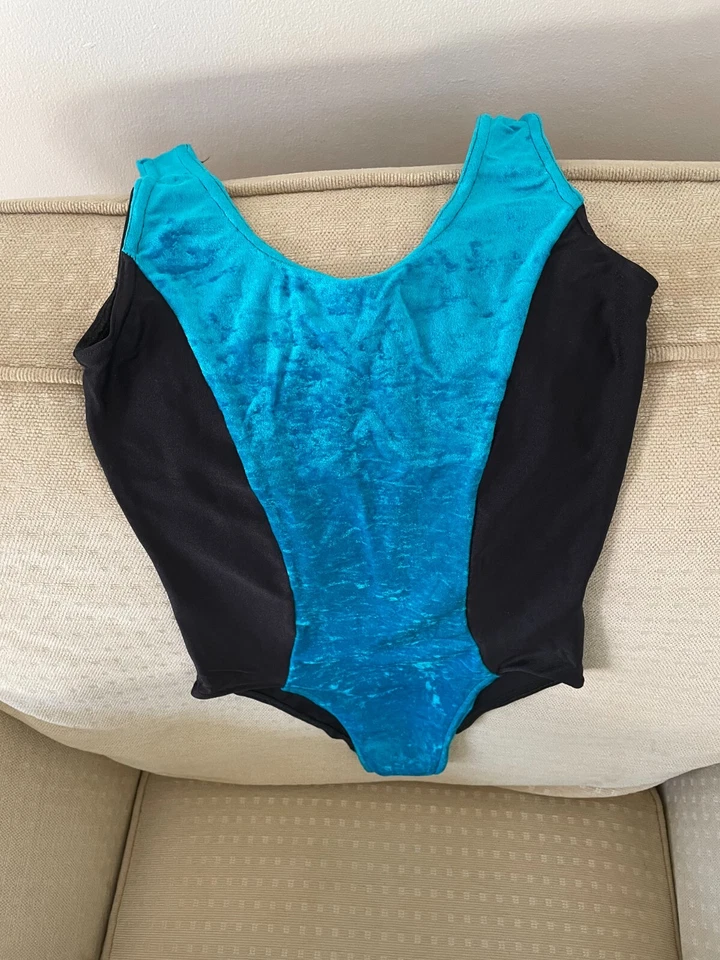DANCEWEAR STARLITE GIRLS LEOTARD TAP SIZE 2 PERFECT HARDLY WORN BLUE BLACK - Image 1 of 1