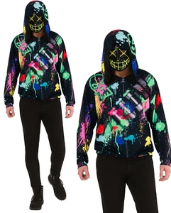 Sinister Street Artist Graffiti Kostüm Halloweenkostüm + LED Maske Herren - Bild 1 von 5