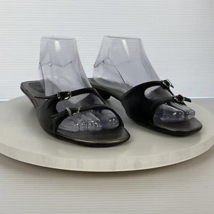 J.Jill Leather Black Double Buckle Slip on Sandals 9M - Picture 1 of 8