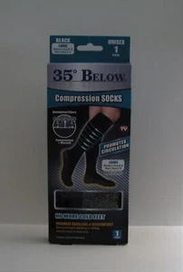 35 DEGREE BELOW COMPRESSION SOCKS | LARGE | Black | Unisex | 1 Pair | ASOTV - Picture 1 of 2