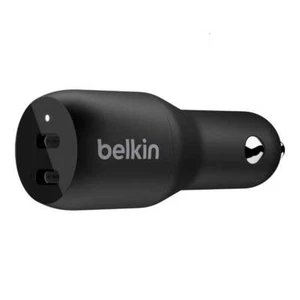 Belkin BoostCharge Dual USB-C Car Charger 36W - Black (CCB002btBK), 2xUSB-C (18W - Picture 1 of 1