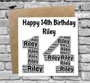 PERSONALISED 14TH BIRTHDAY CARD DAUGHTER SON NIECE NEPHEW GRANDSON GRANDDAUGHTER - Picture 1 of 3