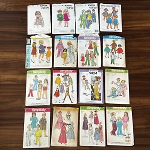 Vintage 1960s-1980s Girl's Sewing Pattern Lot Mod Boho Dress Coat UNCHECKED 3 4 - Picture 1 of 17