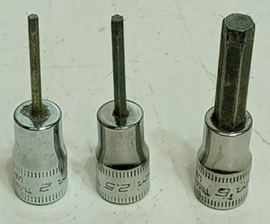 Lot of 3 Good Used Snap-on TMAM 2e, 2.5e, 6e Metric 1/4" Drive Hex Bit - Foto 1 di 10