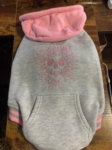 Light Gray Varsity Jacket with Pink Glittery Skull and Flowers XXL - Picture 1 of 4