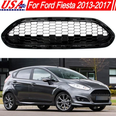 For Ford Fiesta 2013-2017 Gloss Black ST Style Front Bumper Upper Grille Grill Foto 1 de 4