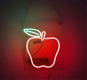 Fruit Apple Glass Neon Light Sign Market Shop Party Wall Hanging Artwork 14"x12" - Picture 1 of 1