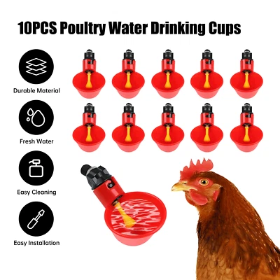 10pcs Poultry Water Drinking Cups Chicken Hen Plastic Automatic Drinker Feeder - Image 1 of 4