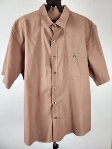 Mens Eddie Bauer Orange & White Plaid Short Sleeved Button Up XL Shirt ... - Picture 1 of 4