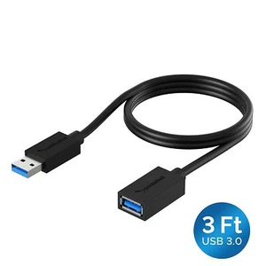 Sabrent USB 3.0 Extension Cable - A-Male to A-Female [Black] 3 Feet (CB-3030) - Picture 1 of 6