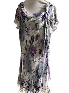 Jacques Vert 37% Silk 63% Viscose Chiffon Dress Size 20 Pristine - Picture 1 of 7