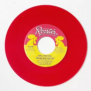 CHICAGO SLIDE BLUES GUITAR 45: HOUND DOG TAYLOR 1980 RED WAX ROOSTER - Picture 1 of 2