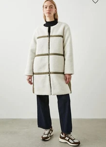 Giacca sherpa reversibile Rails taglia L Granger in misto avorio oliva - Foto 1 di 10