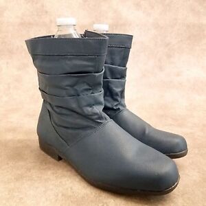 Beacon Womens 00200157 Size 8.5 Blue Leather Side Zip Winter Boots