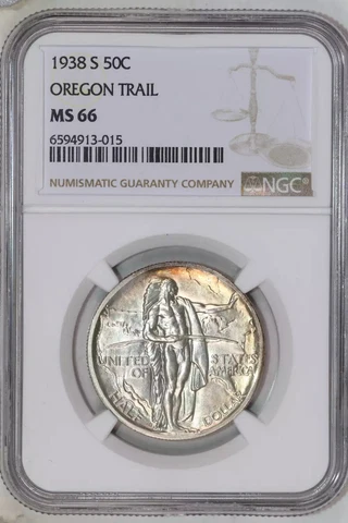 1938-S OREGON TRAIL SILVER COMMEMORATIVE HALF DOLLAR NGC MS66 Cover