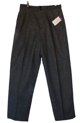 Calça social feminina Danielle Martin tamanho 14 xadrez perna 100% lã preta branca em excelente estado usado - Imagem 1 de 4