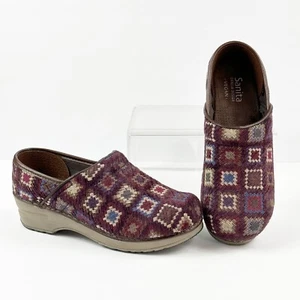 Zuecos Sanita para mujer 37 EE. UU. 6 zapatos sin cordones de enfermera granate retazos abuelita cuadrados - Imagen 1 de 12