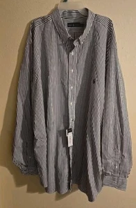 Ralph Lauren Shirt Mens Blue White Stripes Button Up 4XLT NWT - Picture 1 of 6