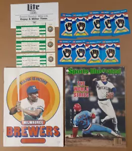 1970's-90's Lot of 14 MILWAUKEE BREWERS Stickers/Tickets/PROGRAM/Magazine - Picture 1 of 10