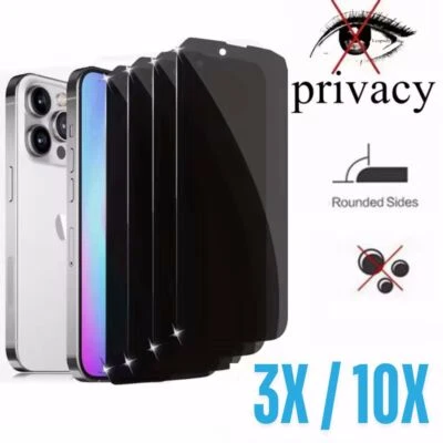 Protector de pantalla de privacidad de vidrio templado privado anti espía para iPhone 6~16 Pro Max Foto 1 de 4