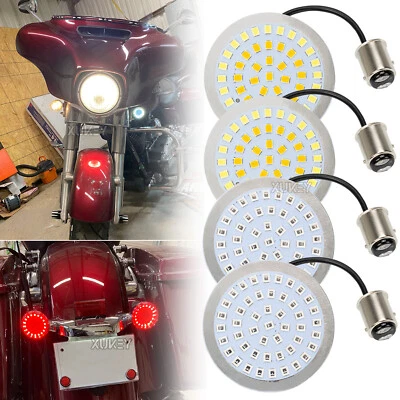 Motorcycle 1157 Front Rear LED Bullet Turn Signal Lights Smoke Lens for Harley ☀ - Image 1 of 4