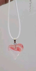 Heart Crystal Clear Red White Leather Love Pendant Necklace Fashion Jewelry NEW - Picture 1 of 2