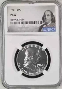 1961 Franklin Half Dollar 50C NGC PF67 - Picture 1 of 2