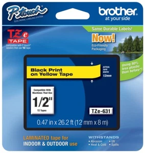 Cinta P-touch Brother 1/2" (12 mm) negra sobre amarilla para etiquetadora PT1880, PT-1880 - Imagen 1 de 1
