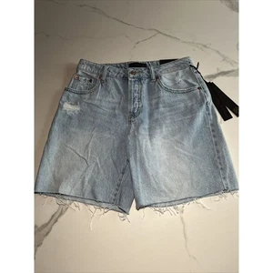 House of Harlow 1960 High Rise Mom Bermuda Light Blue Denim Shorts Women Size 25 - Picture 1 of 11