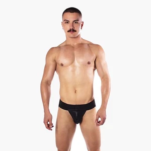 Echt Leder Schwarz Hole Punch Jock Strap | Herren Sexy Gay Unterwäsche Jockstrap - Bild 1 von 9