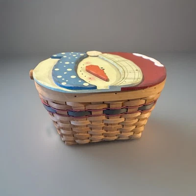 Snowman Wicker Christmas Holiday Basket - Hinged Wooden Lid with Handle - Image 1 of 4