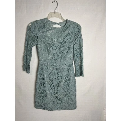 ASOS Petite backless lace mini dress Size 4 Gorgeous Teal 3/4 Lace Sleeves NWT - Image 1 of 4