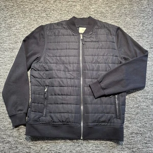 Folk Jacket Herren Large Navy Quilted Hybrid Bomber Jacket Full Zip Puffer - Bild 1 von 8